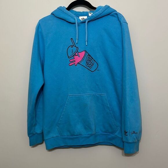 Adidas The Simpsons Collaboration Mens Blue Fleece Squishee Hoodie Size Medium